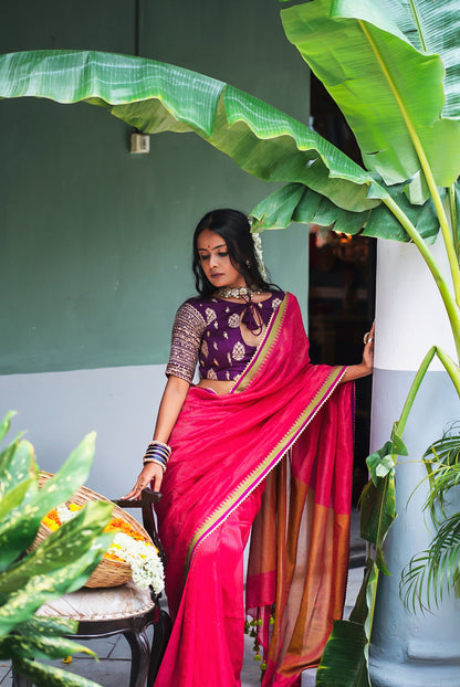 Pink Lily Handwoven Saree