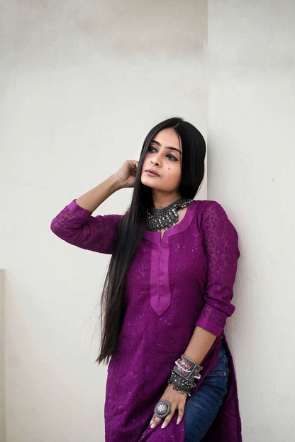 purple kurti for women