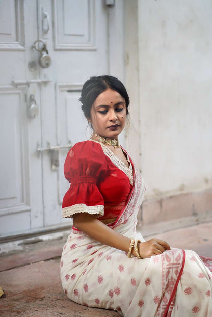 Malini in Red ( Handwoven Cotton Blouse )