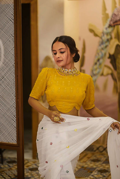 White Bee Handwoven Cotton Saree