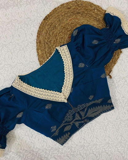 Malini in Blue ( Handwoven Cotton Blouse )