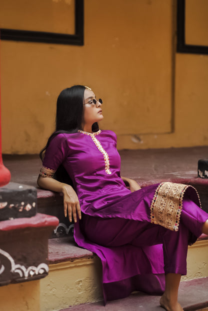 purple silk kurti