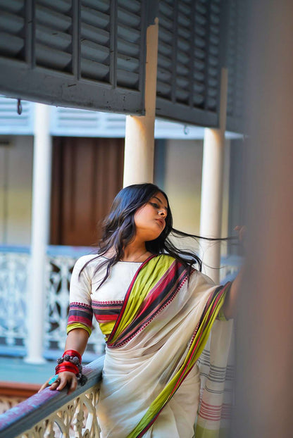 White komal Handwoven Cotton Blouse