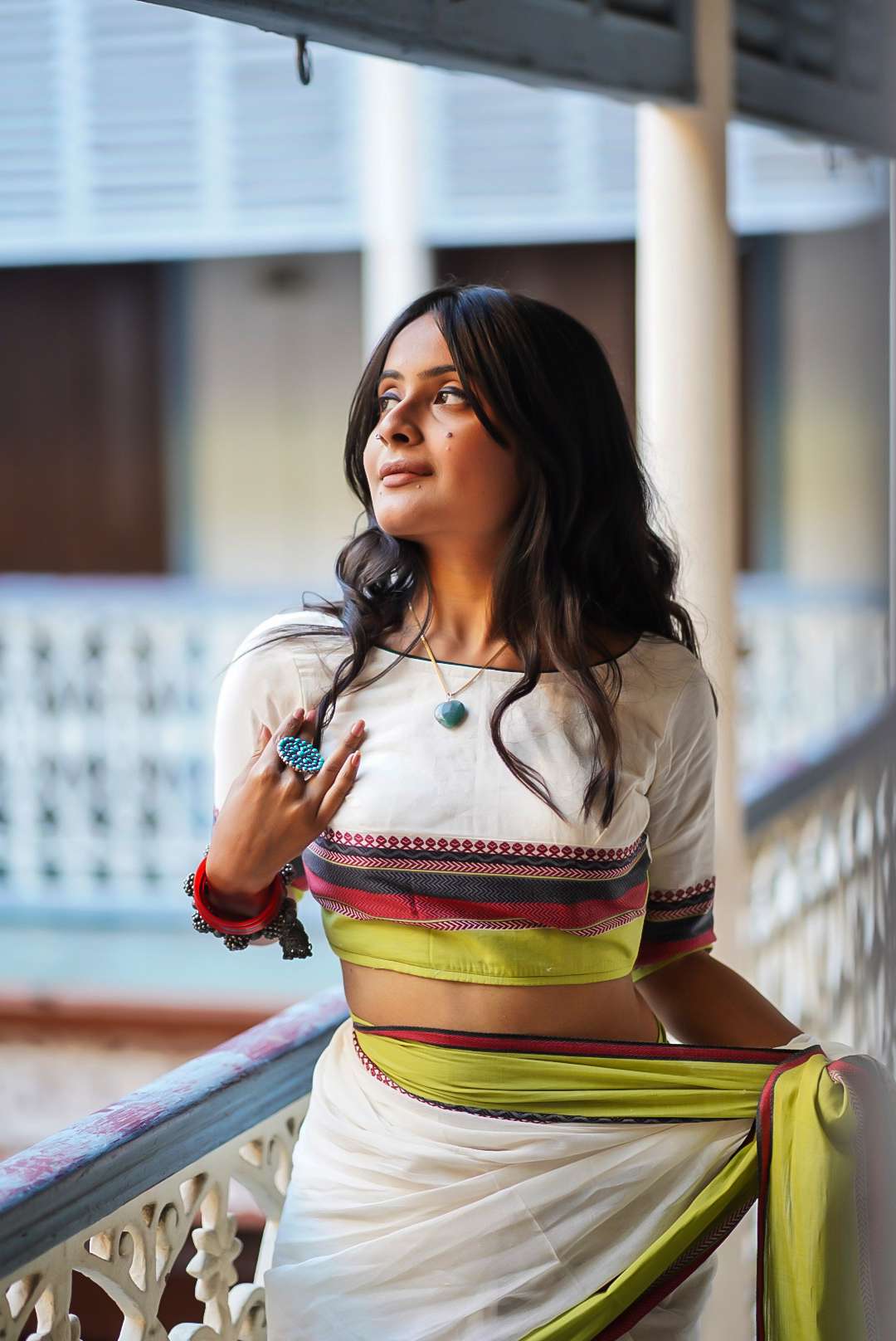 White komal Handwoven Cotton Blouse