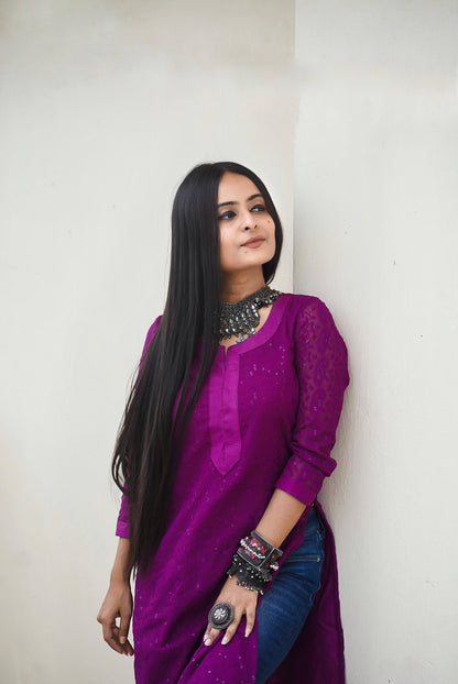 purple kurti for women