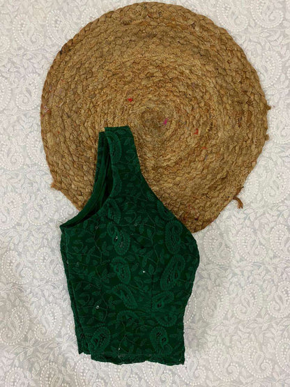 Jasmine Green Sleeveless ( Embroidery Blouse )