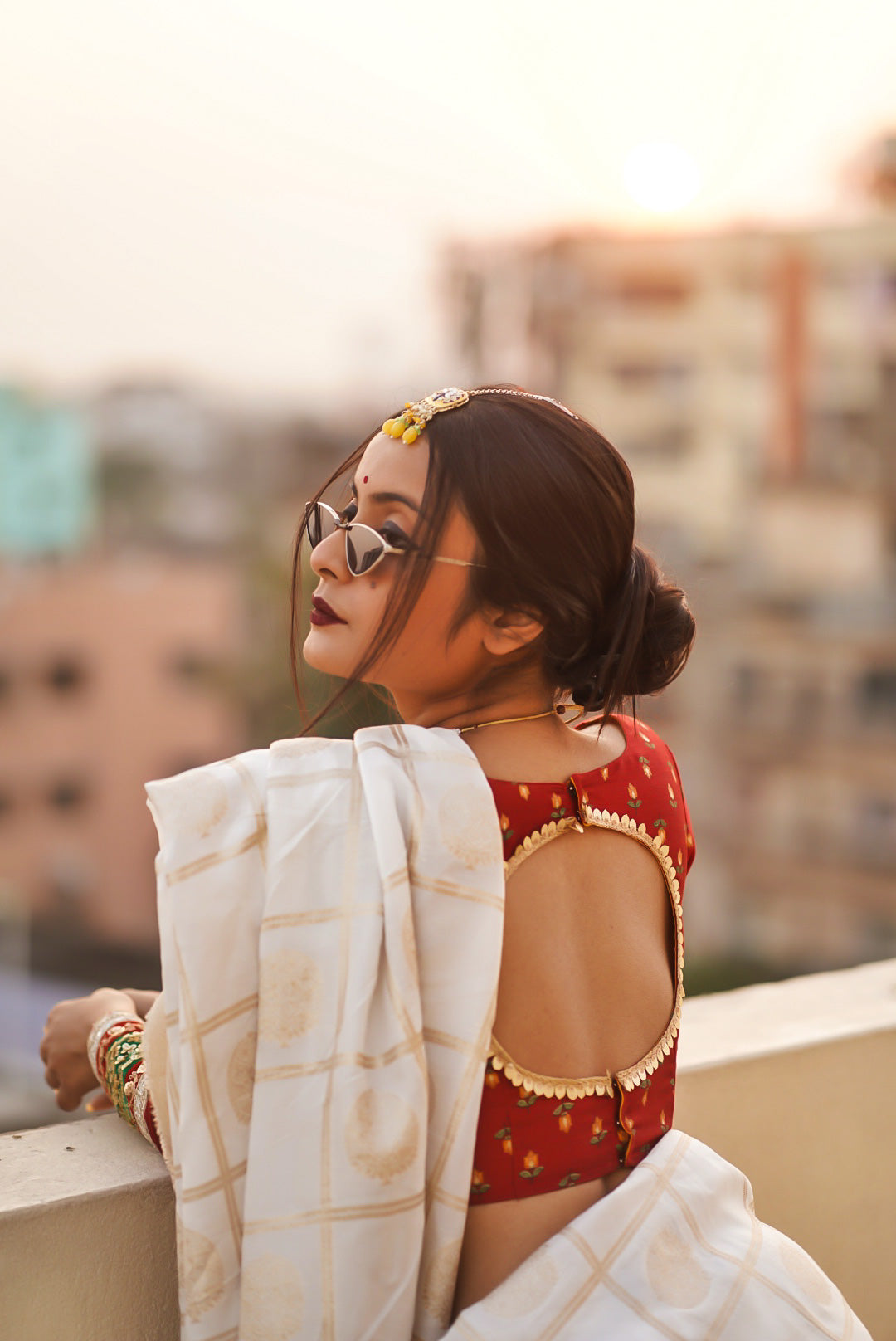 red full sleeves blouse image