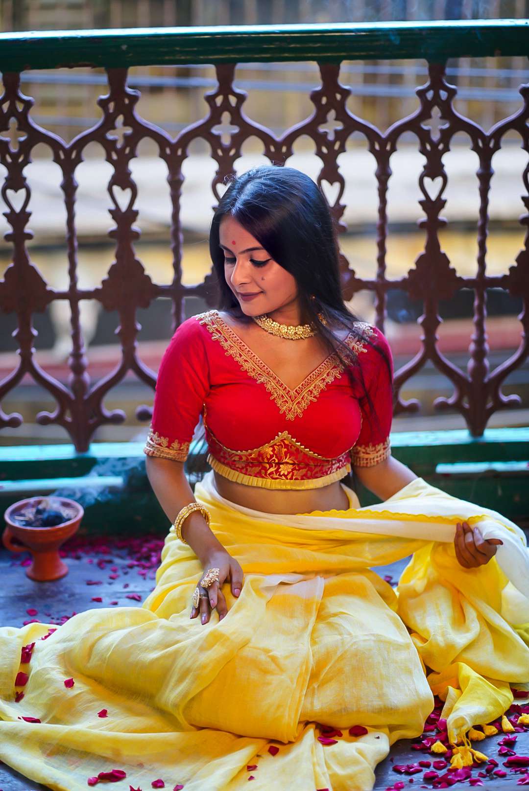 Red Bridal Blouse with Embroidery Work