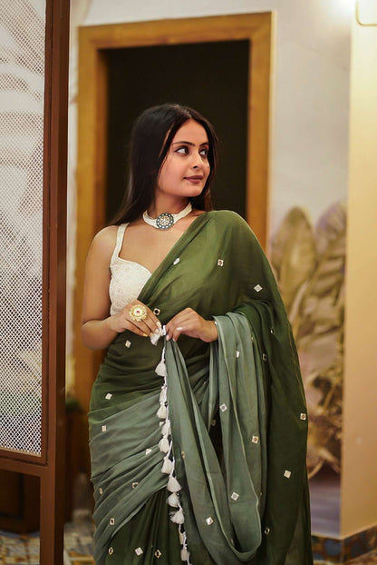 Green Bee Handwoven Cotton Saree