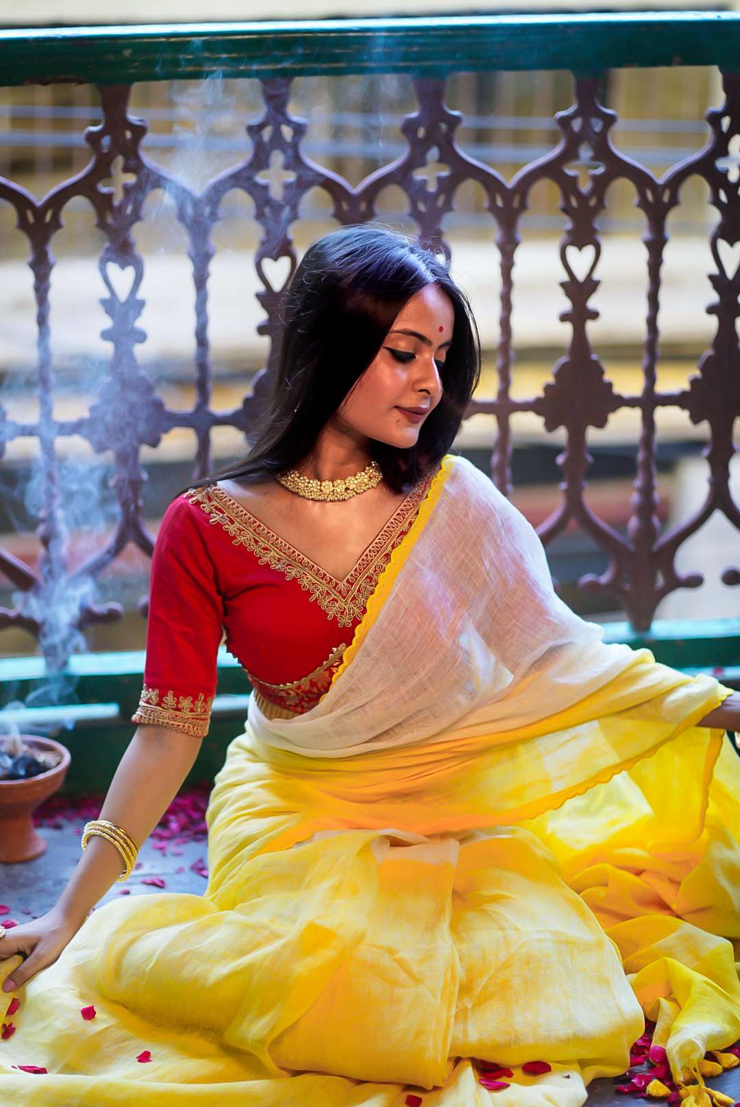 Red Bridal Blouse with Embroidery Work