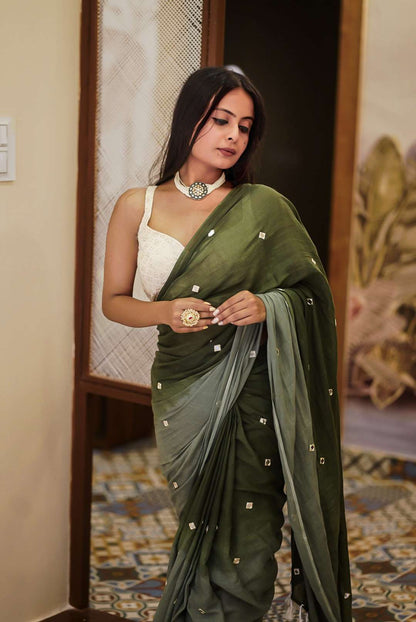 Green Bee Handwoven Cotton Saree