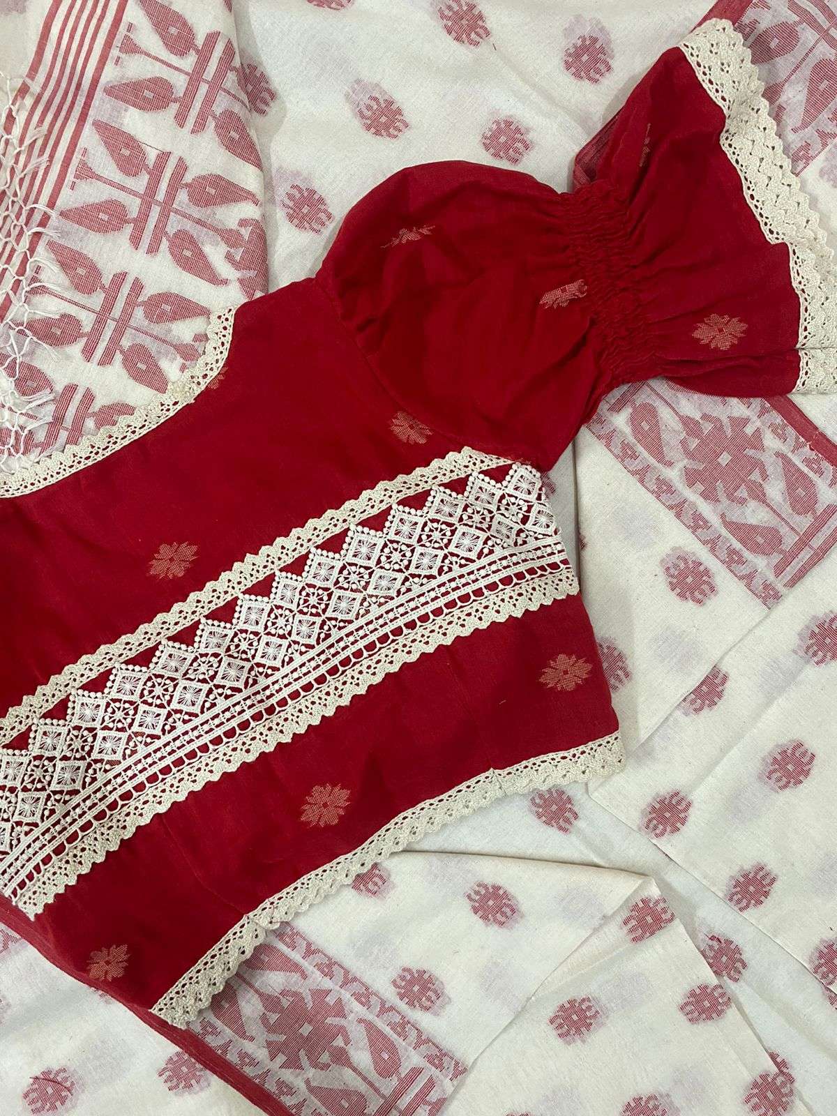 Malini in Red ( Handwoven Cotton Blouse )