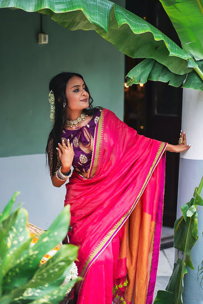 Pink Lily Handwoven Saree