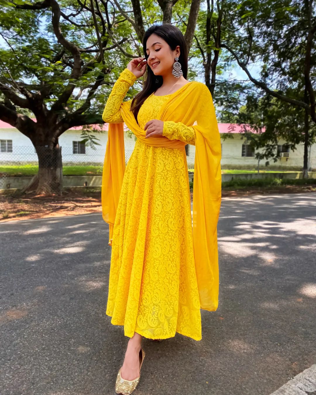 yellow anarkali kurti image