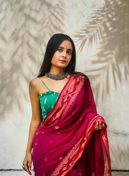 Pink handloom saree image