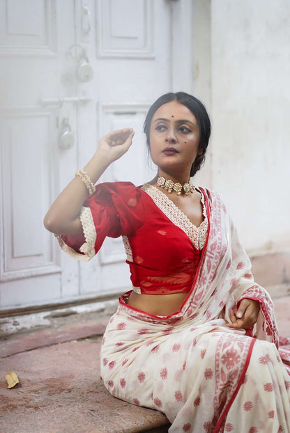 Malini in Red ( Handwoven Cotton Blouse )