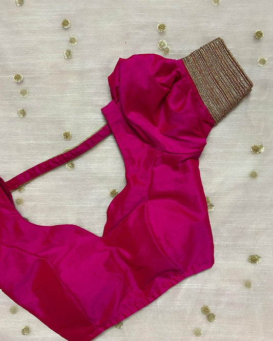 pink backless blouse image