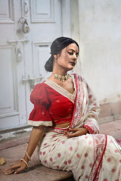 Malini in Red ( Handwoven Cotton Blouse )