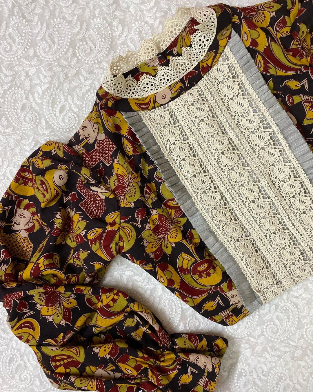 Cora in Kalamkari High Neck Full Sleeves Blouse