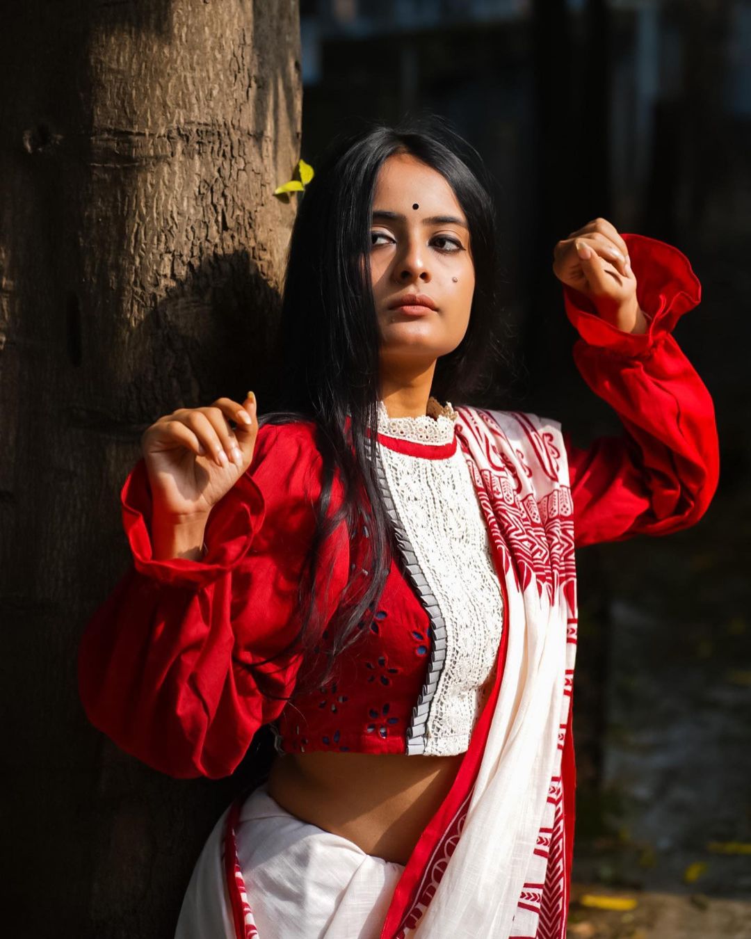 red full sleeves blouse image