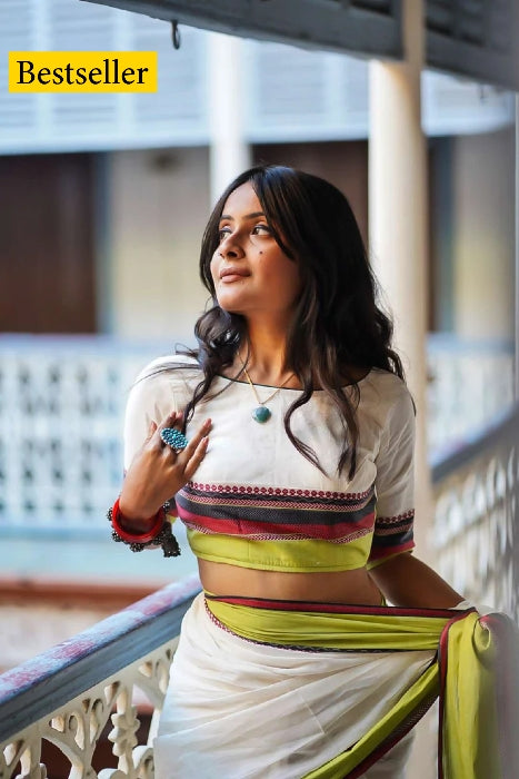 White komal Handwoven Cotton Blouse