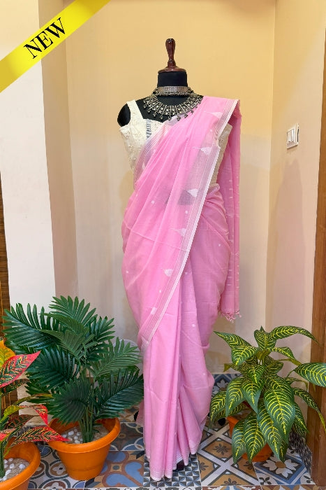 Pink Orchid Handwoven Jamdani Saree