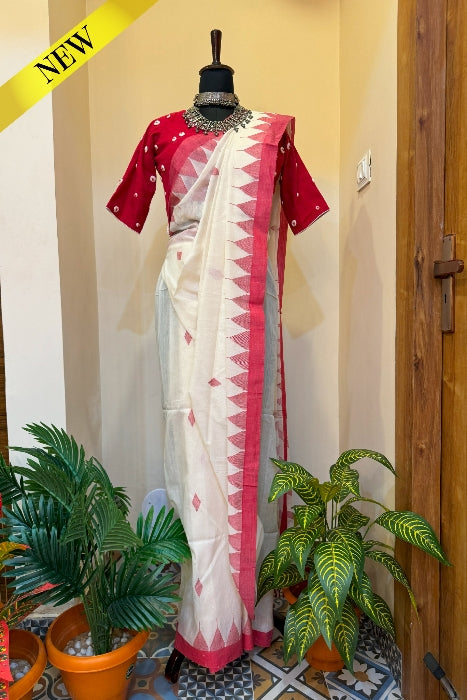 PUJOR SAREE Handwoven Jamdani