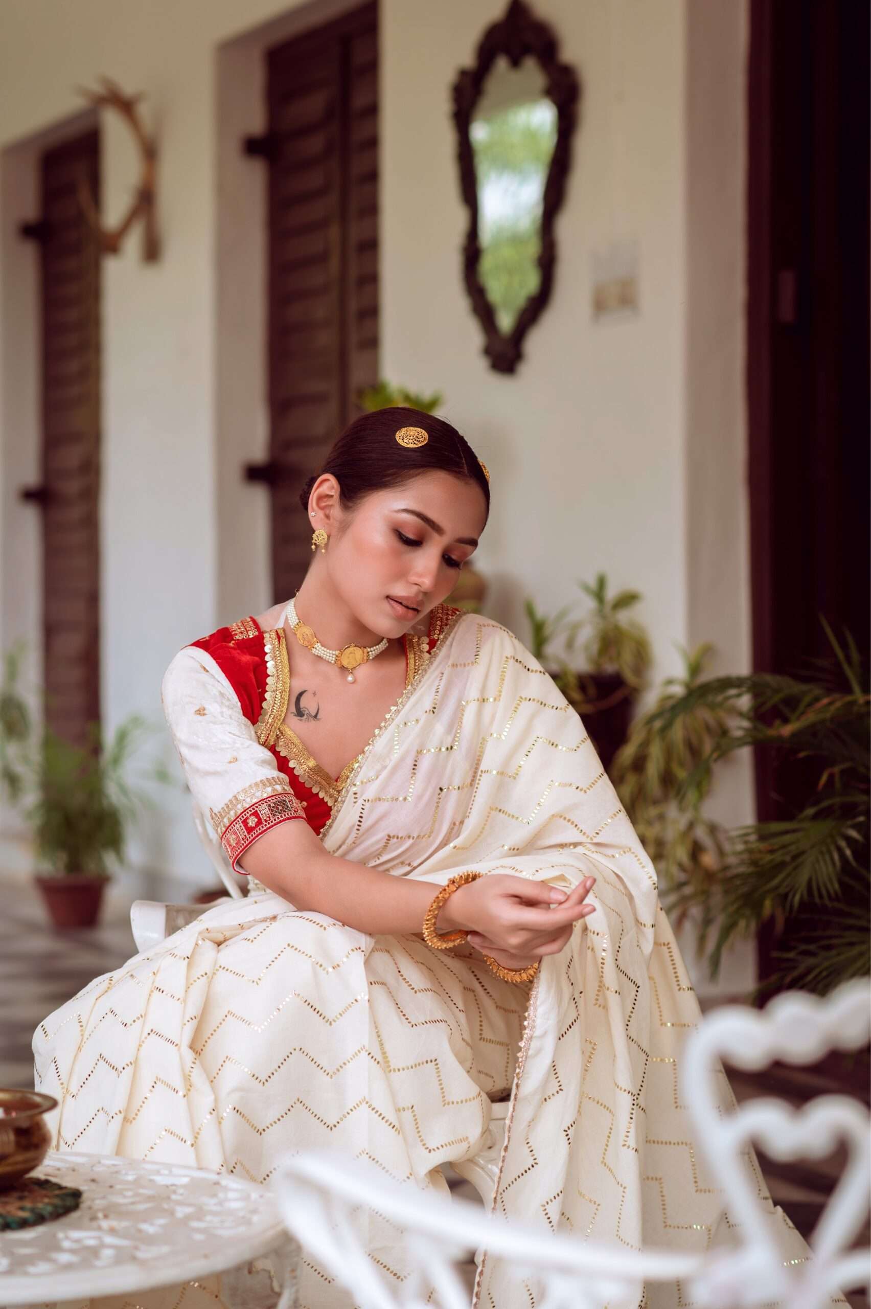 off white saree image