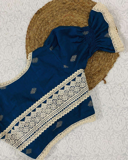 Malini in Blue ( Handwoven Cotton Blouse )