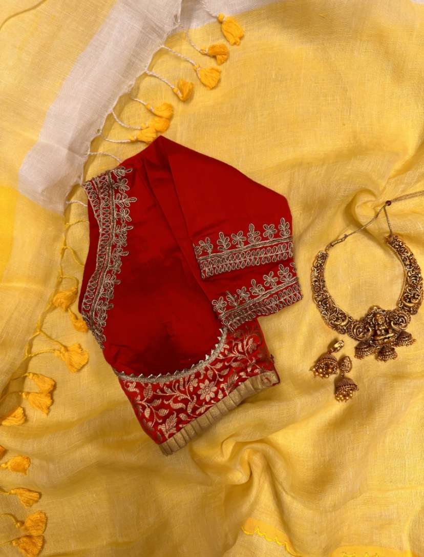 Red Bridal Blouse with Embroidery Work