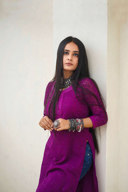 purple kurti for women