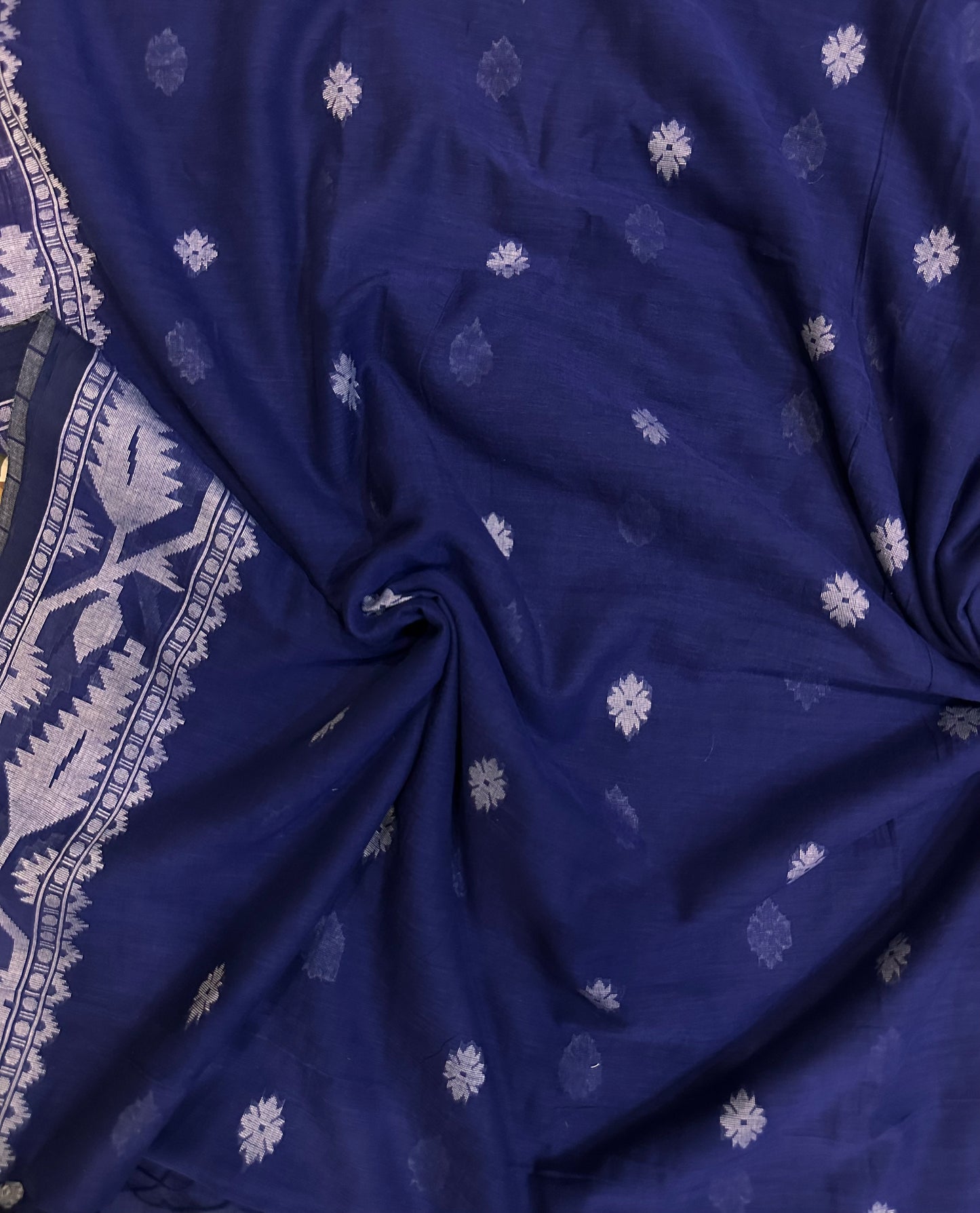 Mountain Mist Blue Handwoven Cotton Saree