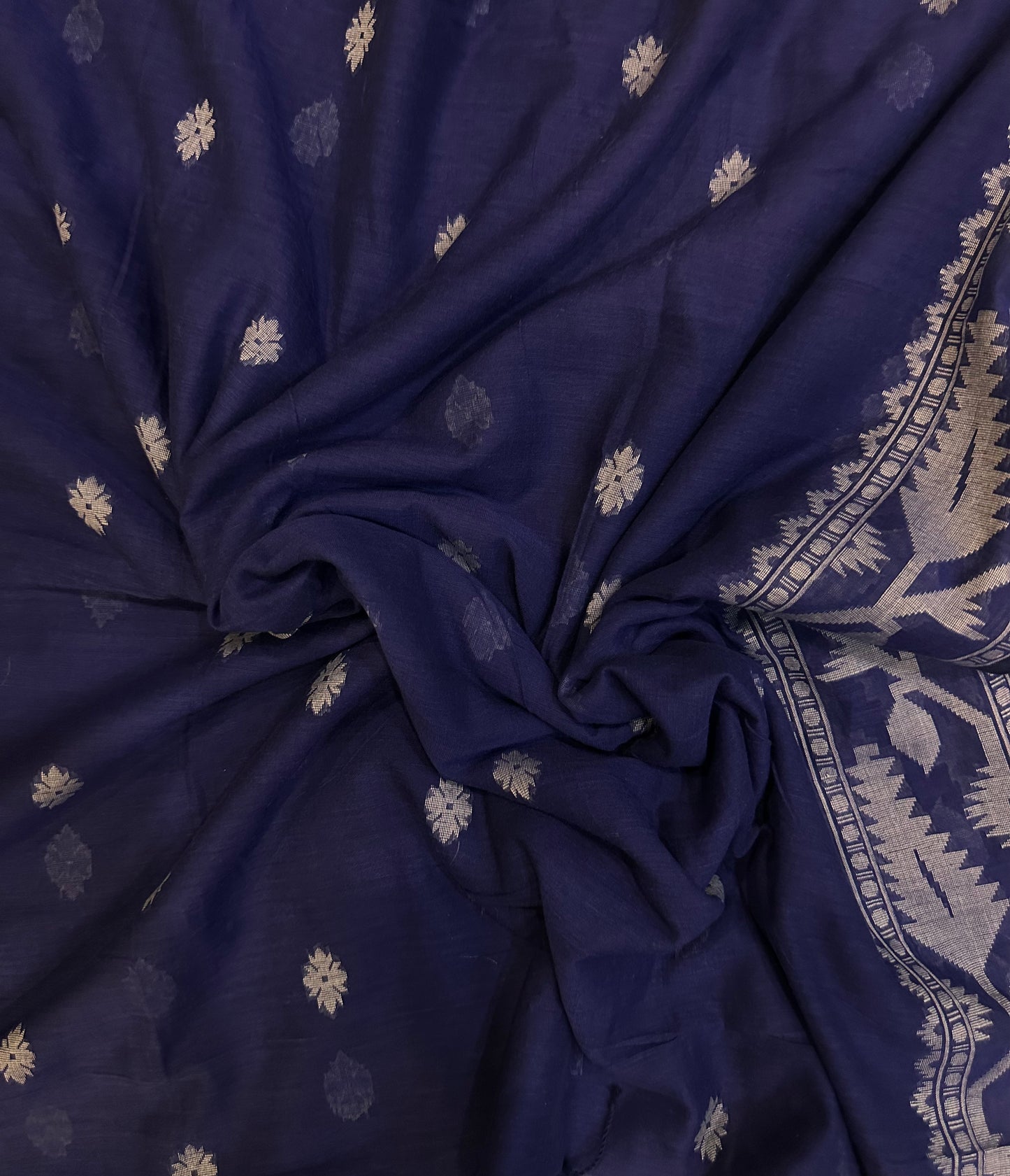 Mountain Mist Blue Handwoven Cotton Saree