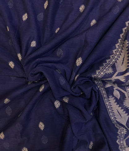 Mountain Mist Blue Handwoven Cotton Saree