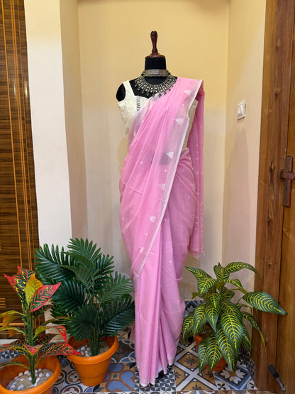 Pink Orchid Handwoven Jamdani Saree