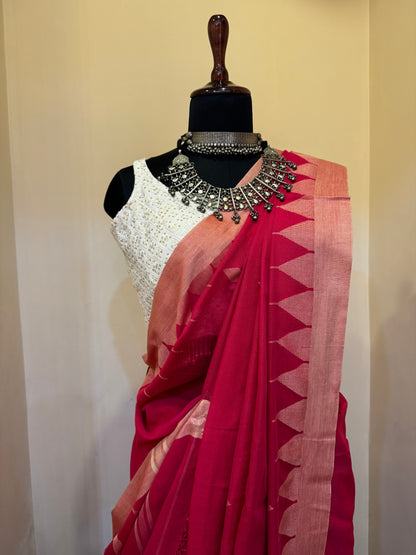 Pink The Lotus Handwoven Jamdani Saree