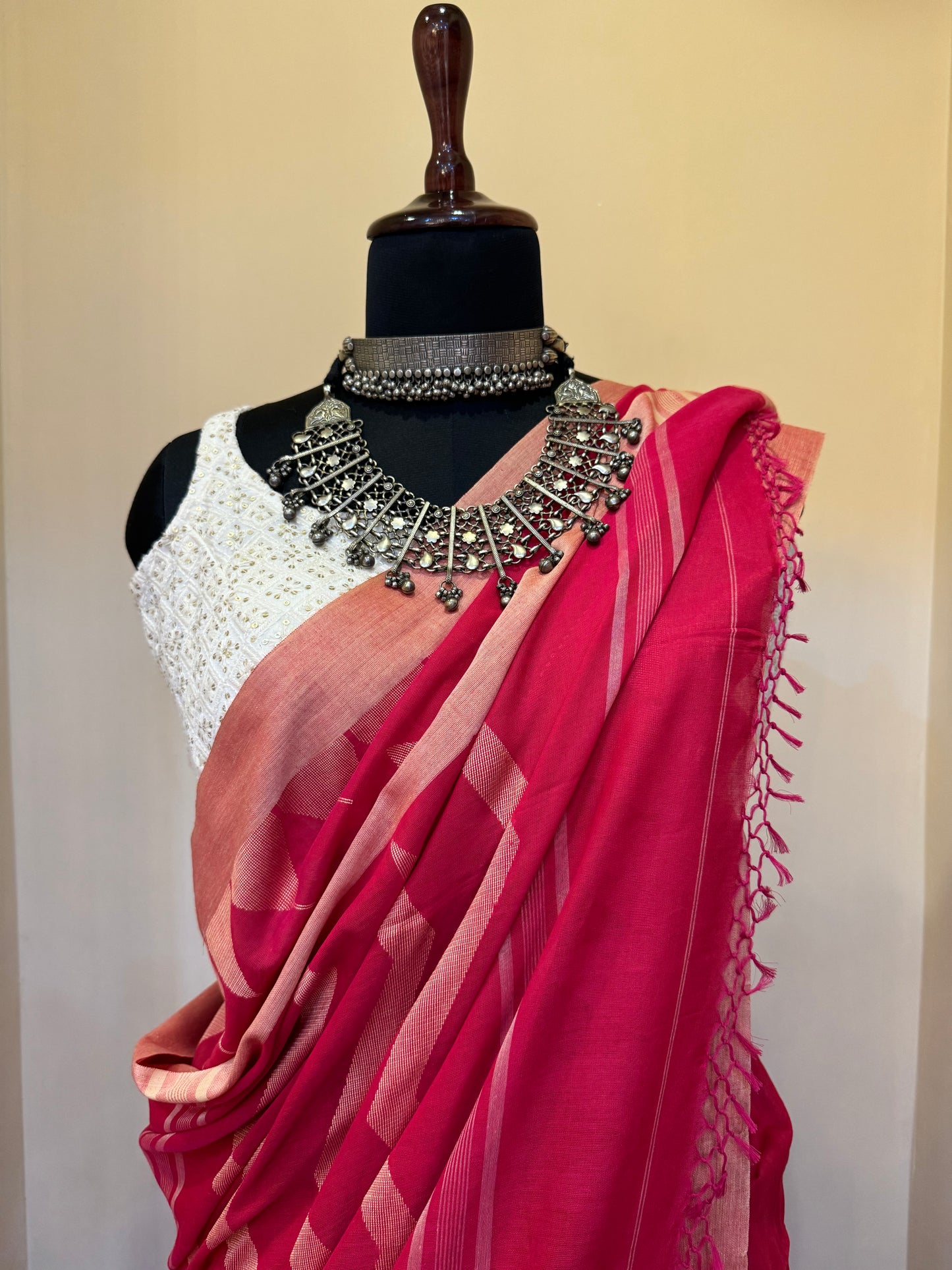 Pink The Lotus Handwoven Jamdani Saree