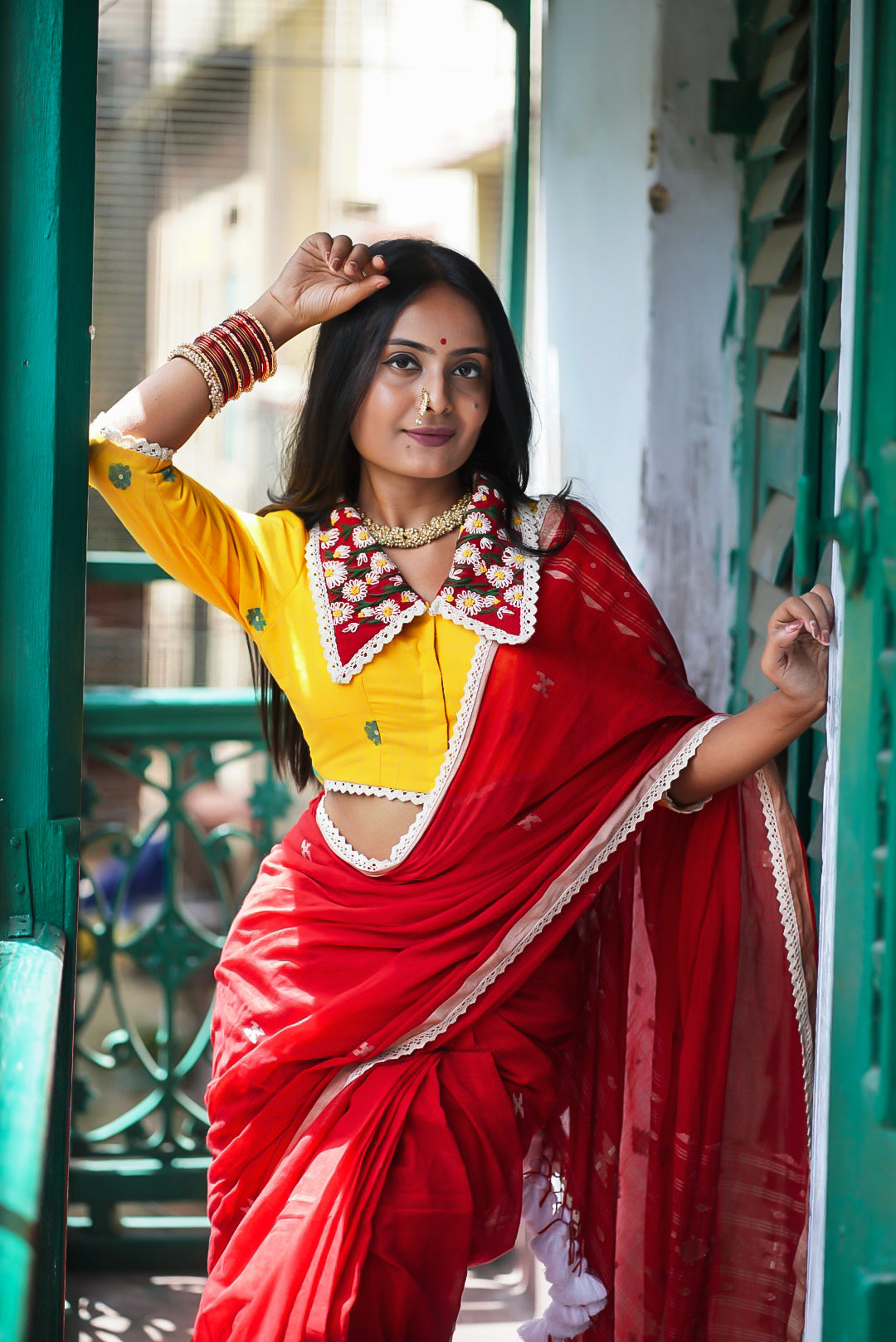 Daisy Flower Handwoven Cotton Blouse