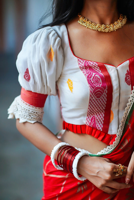 Sankha Handwoven Cotton Puff Blouse