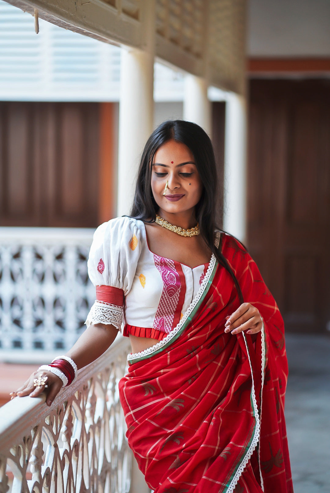 Sankha Handwoven Cotton Puff Blouse