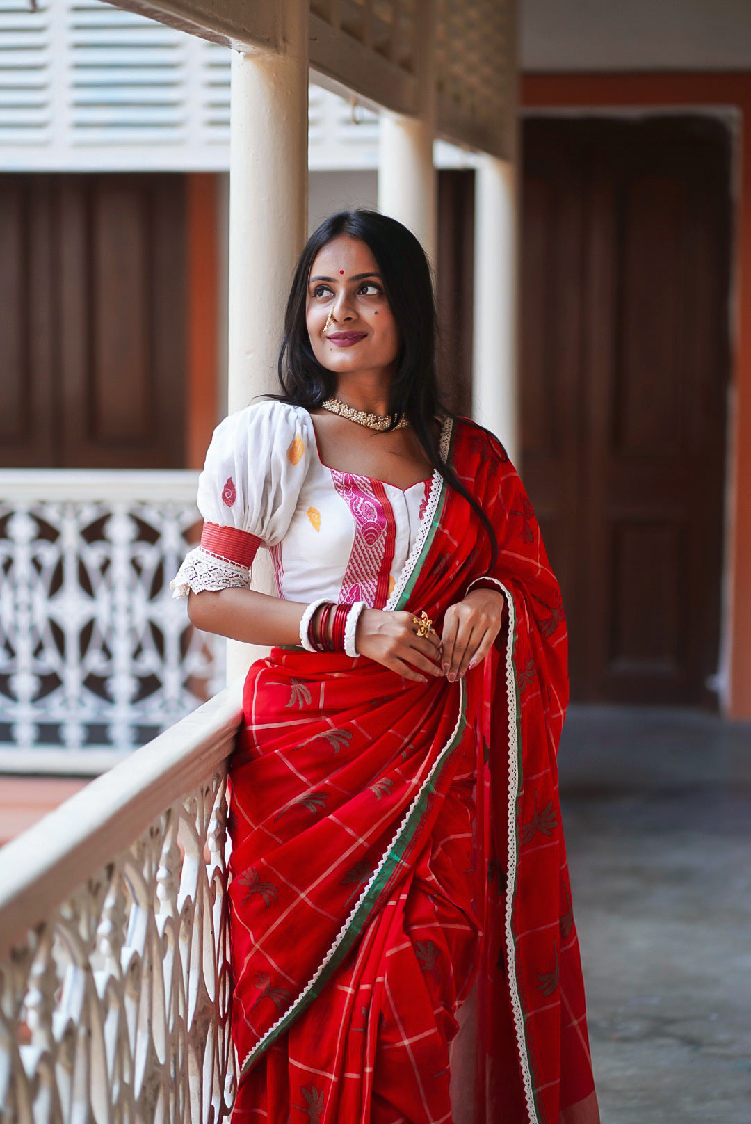 Sankha Handwoven Cotton Puff Blouse