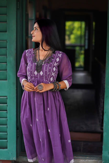 Moonlight Lavender Handwoven Cotton Dress