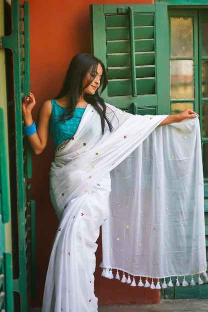 White Bee Handwoven Cotton Saree