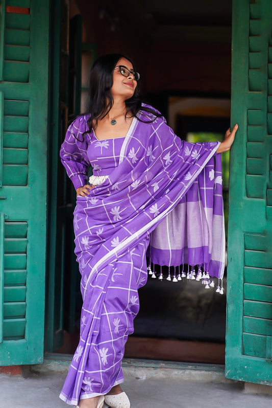 Lavender Dreams Handwoven Cotton Saree