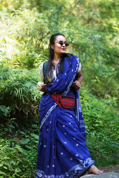 Mountain Mist Blue Handwoven Cotton Saree