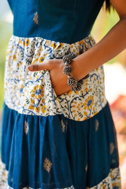 Oceanic Flare Blue Long Dress