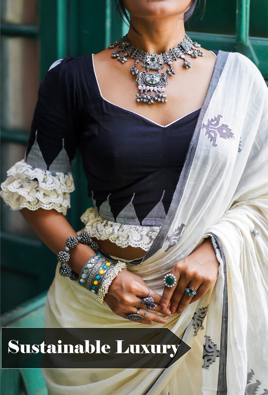Ms Calcutta black jamdani blouse