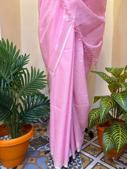 Pink Orchid Handwoven Jamdani Saree