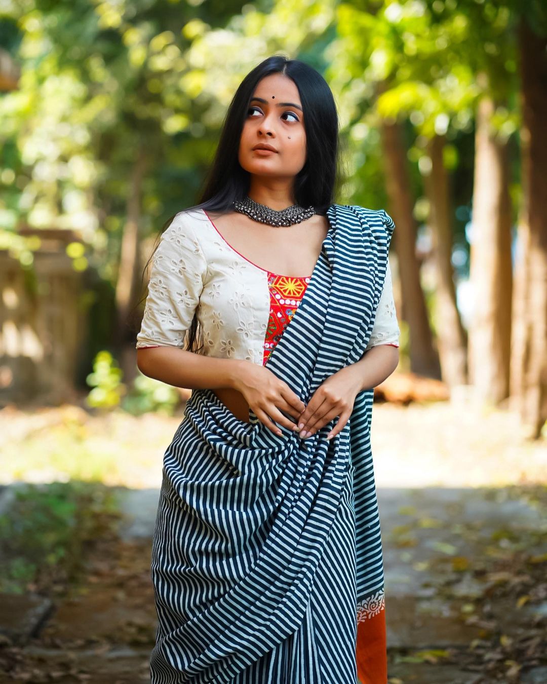 white red blouse image