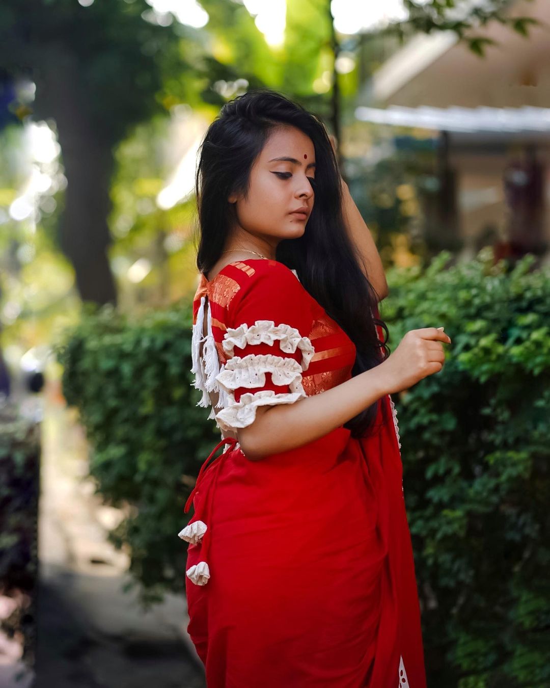 Red Rusha Cotton Saree